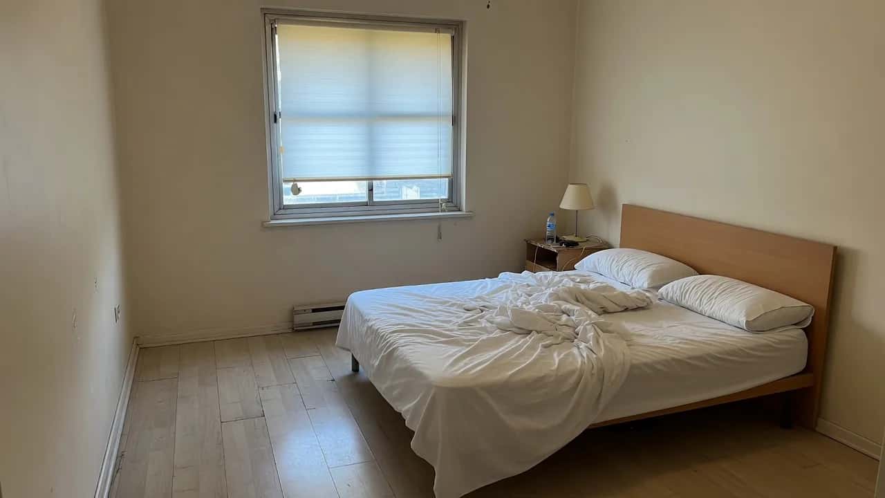 Bedroom before AI room design redesign