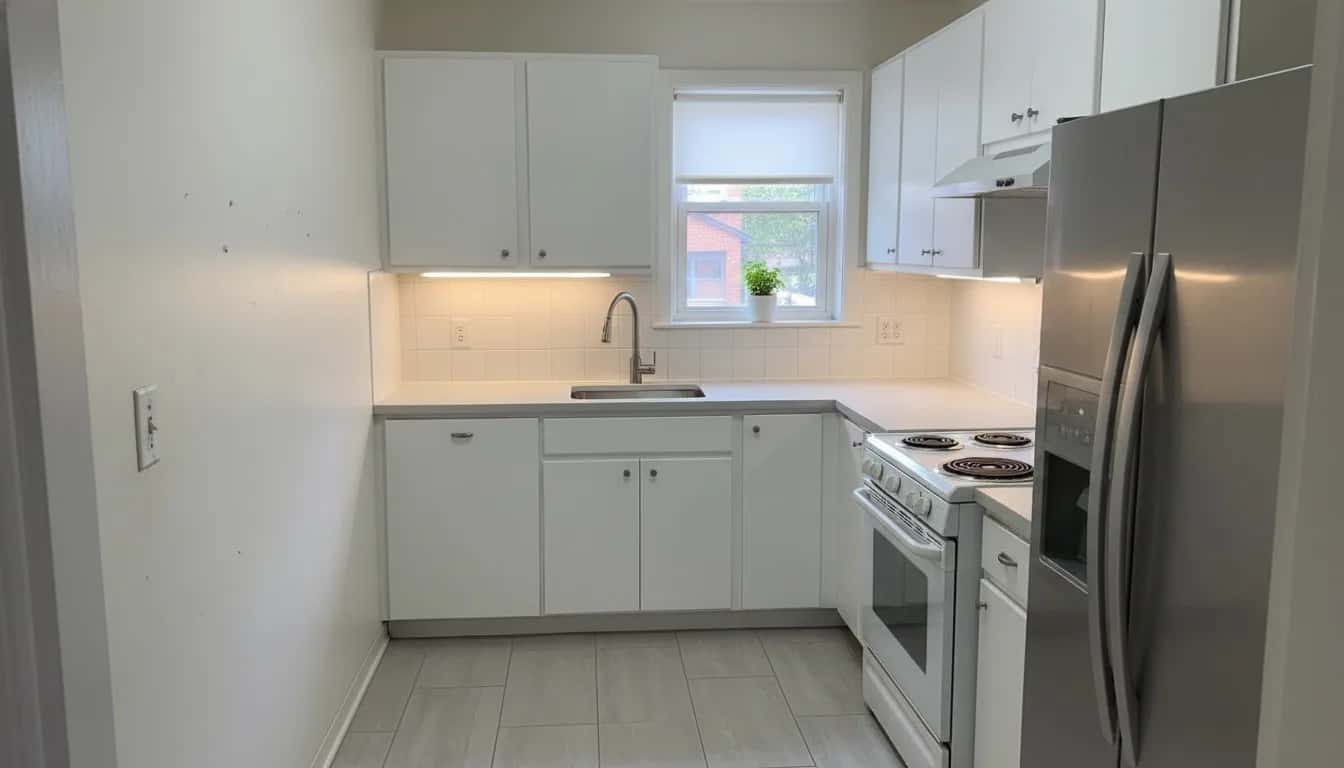 Kitchen after AI redesign in modern farmhouse style, rendered by VisualizeAI