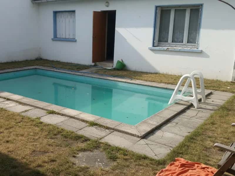 Pool area before AI garden design